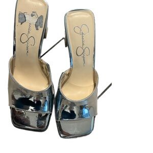 Jessica Simpson Metallic Silver Heels